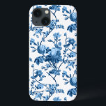 Elegant Chic Vintage Blue Ro Blommigt<br><div class="desc">Elegant och chic-vintage-inspirerat sömlöst blommönster med tonfärgat blått ro,  viner,  blad och nejlikor på vit bakgrund.</div>