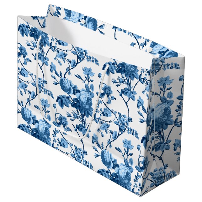 Elegant Chic Vintage Blue Ro Blommigt (Framsidan Vinklad)