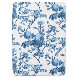 Elegant Chic Vintage Blue Ro Blommigt iPad Air Skydd