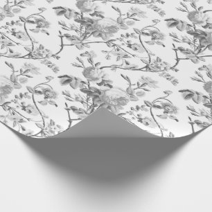 Elegant Chic Vintage Grått Ro Blommigt Presentpapper