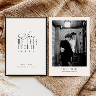 Elegant Chic Vintage Old Money Bröllopsfoto Spara Datumet