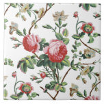 Elegant Chic Vintage Rosa ros Blommigt Kakelplatta<br><div class="desc">Elegant och chic vintage inspirerat till sömlöst blommönster med rosa ros,  vinrankor av grönt,  blad och vita blommor samt nejlikor. Bakgrund färg är anpassade (vitt används i förhandsvisning).</div>