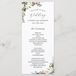 Elegant Chic Vinter Blommig Järnek Berries Bröllop Program