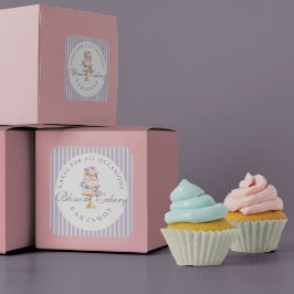 Elegant Chic Violet Watercolor Blommigt Cake Baker Runt Klistermärke