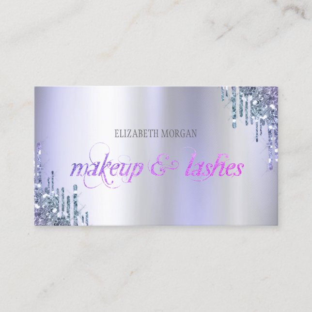 Elegant Chic Violett Glitterdropp Professionell  Visitkort (Framsida)