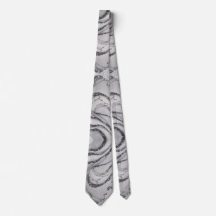 Elegant chic vit grå silver marmor Mönster Slips