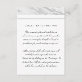 Elegant Chic Vit Grått Marble Bröllop Infoga kort