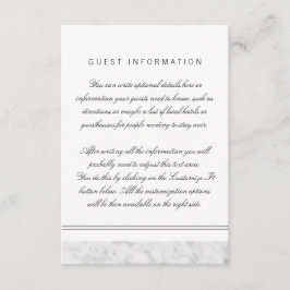Elegant Chic Vit Grått Marble Bröllop Infoga kort