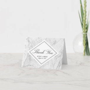 Elegant Chic Vit Grått Marble Tackkort Card