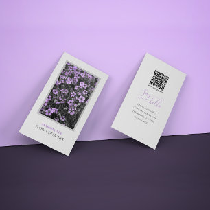 Elegant Chic Vit och Lila Photo Botanical Visitkort