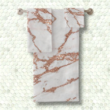 Elegant chic vit + ro guld marble glitter
