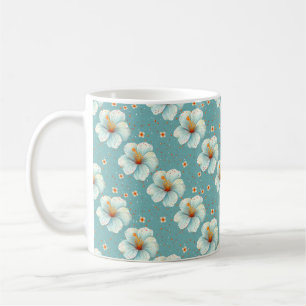 Elegant Chic Vit Stilren Modern Blommor Kaffemugg
