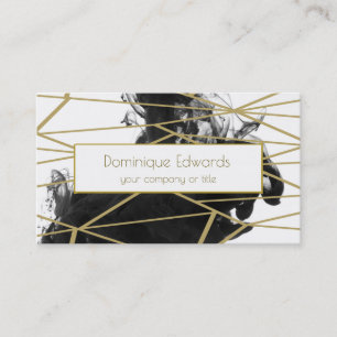 Elegant Chic Watercolor Black Guld Professionell Visitkort