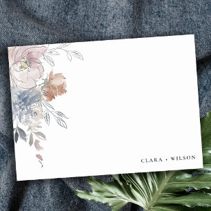 Elegant Chic Watercolor Blommigt Bröllop Anteckningskort
