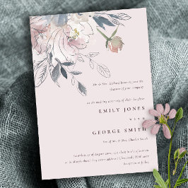Elegant Chic Watercolor Blommigt Bröllop Inbjudningar