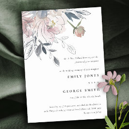 Elegant Chic Watercolor Blommigt Bröllop Inbjudningar