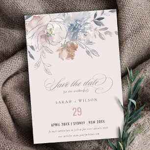 Elegant Chic Watercolor Blommigt Bröllop Spara Datumet