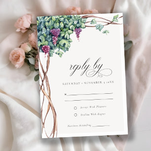 Elegant Chic Watercolor Grapevine Foliage Bröllop OSA Kort