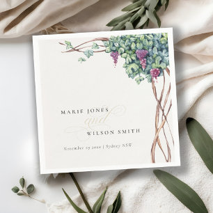 Elegant Chic Watercolor Grapevine Foliage Bröllop Pappersservett