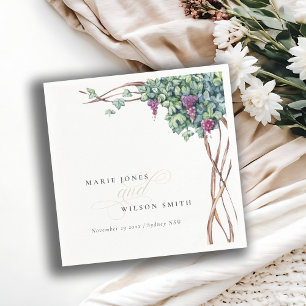Elegant Chic Watercolor Grapevine Foliage Bröllop Pappersservett