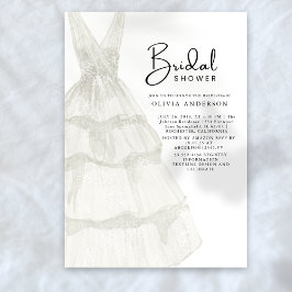 Elegant Chic White Bröllop Dress Möhippa Inbjudningar