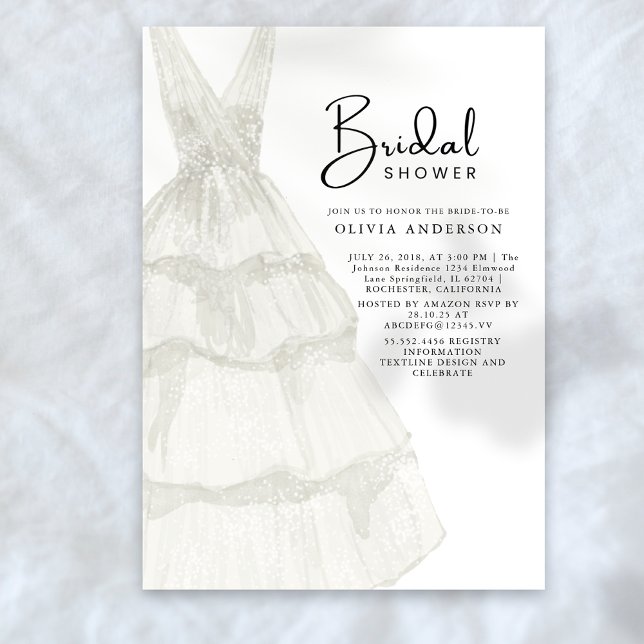 Elegant Chic White Bröllop Dress Möhippa Inbjudningar (Skapare uppladdad)