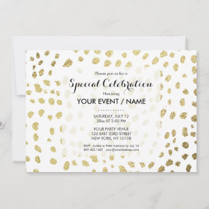 Elegant chic White faux guld polka dots mönster Inbjudningar