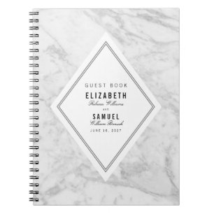 Elegant Chic White Grått Marble Bröllop Guestbook Anteckningsbok