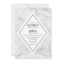 Elegant Chic White Grått Marble Wedding bjudande