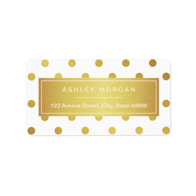 Elegant Chic White Guld Glitter Polka dots Adressetikett (Framsidan)