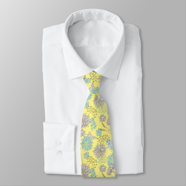 Elegant Chic Wildblomme Gult Neck Tie Slips (Bunden)
