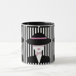 "Elegant Chic Woman with Hat: Snyggt Mugg