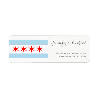 Elegant Chicago Flagga Template | Red Blue Grått Returadress Etikett