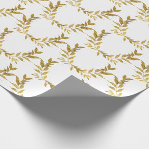 Elegant Chicen Bröllop i Vita Guld Löv, Monogram Presentpapper