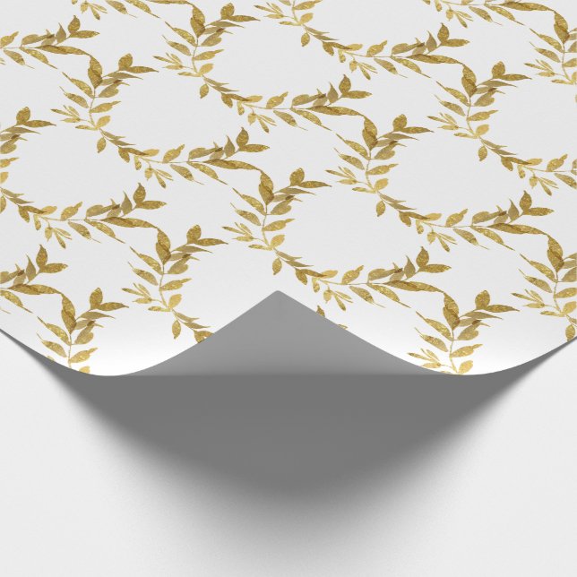 Elegant Chicen Bröllop i Vita Guld Löv Presentpapper (Hörn)