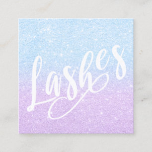 Elegant chick aqua och violett glitter fyrkantigt visitkort