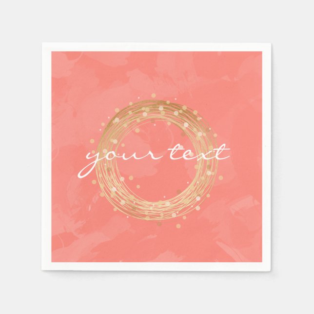 elegant chick faux guld  andedräkt rosa penseldrag pappersservett (Framsidan)