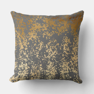 elegant chick faux guld och grått brushstroks kudde