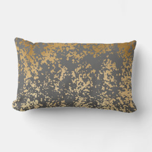 elegant chick faux guld och grått brushstroks lumbarkudde