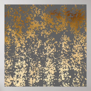 elegant chick faux guld och grått brushstroks poster