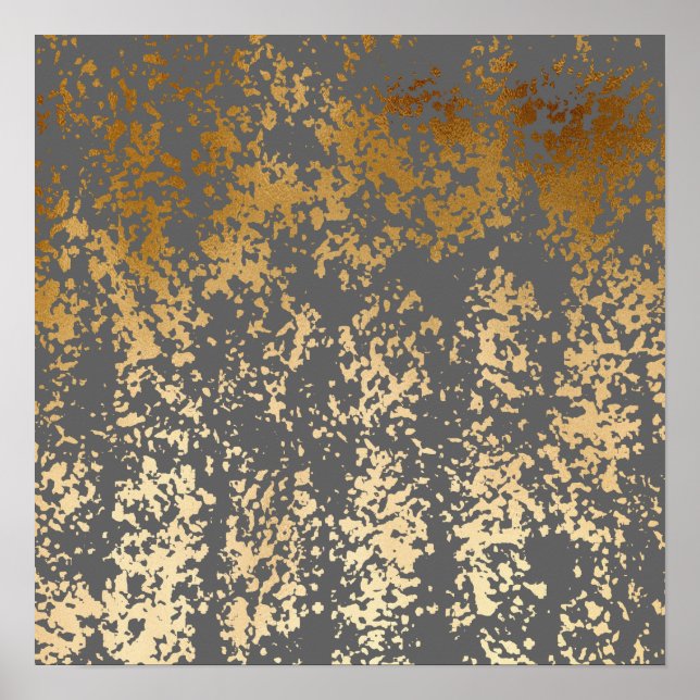 elegant chick faux guld och grått brushstroks poster (Framsidan)