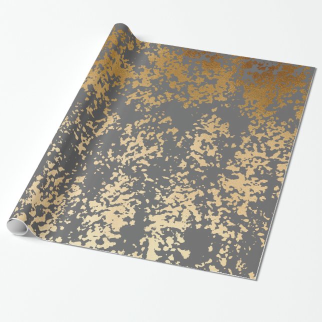 elegant chick faux guld och grått brushstroks presentpapper (Utrullad)