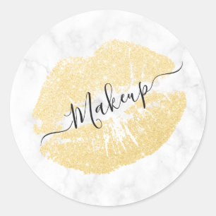 Elegant chick guld glitter läppar marmor runt klistermärke