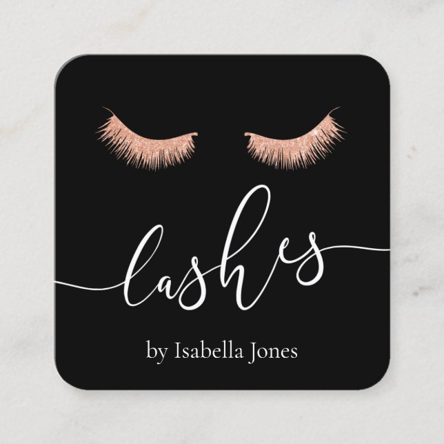 Elegant chick ro glitter, svarta utslag fyrkantigt visitkort (Framsida)