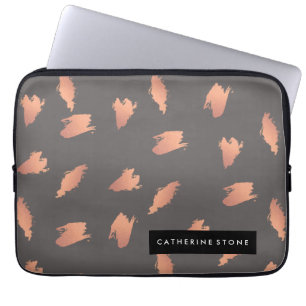 Elegant chick ro guld abstrakt penselpensel mönst laptop fodral