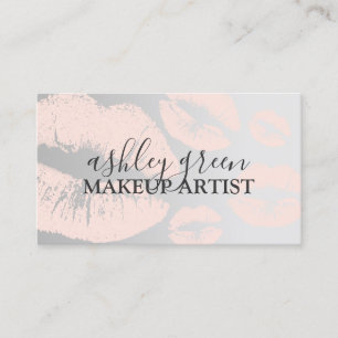 Elegant chick rosa silver läppar makeup artist visitkort