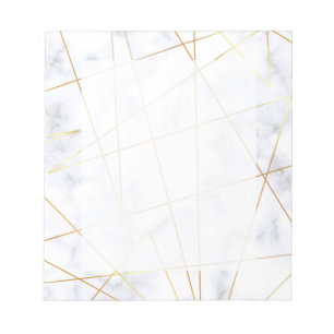 elegant chick, vit marble faux guld geometric anteckningsblock