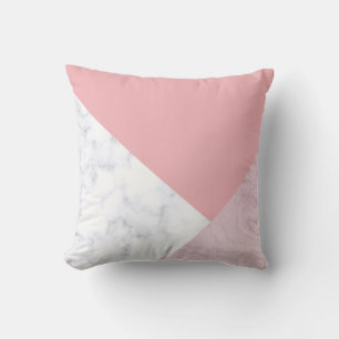 Elegant chick, vit pastel rosa marble geometric kudde