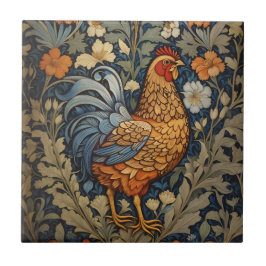 Elegant Chicken William Morris Inspired Blommigt Kakelplatta