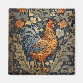 Elegant Chicken William Morris Inspired Blommigt Magnet